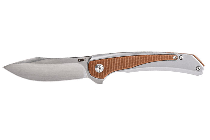Couteau pliant CRKT Padawan 6070.CR manche acier inox et micarta marron 10,5cm + clip de poche
