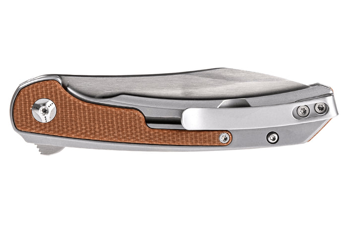 Couteau pliant CRKT Padawan 6070.CR manche acier inox et micarta marron 10,5cm + clip de poche