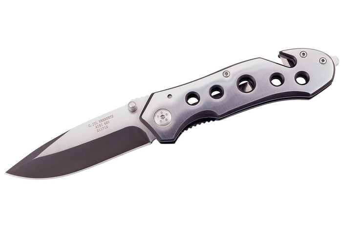 Couteau pliant de secours Herbertz 211712 tout inox manche ajouré 11,8cm