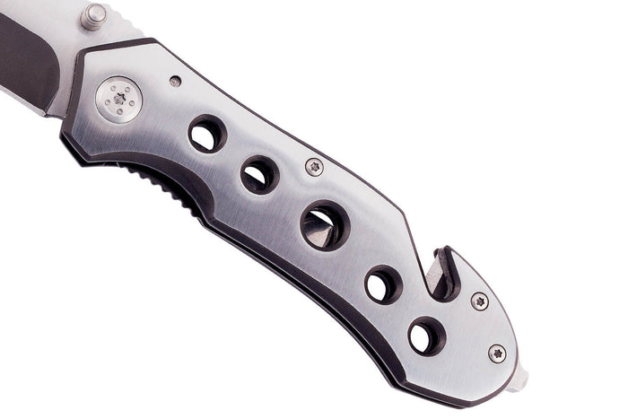 Couteau pliant de secours Herbertz 211712 tout inox manche ajouré 11,8cm