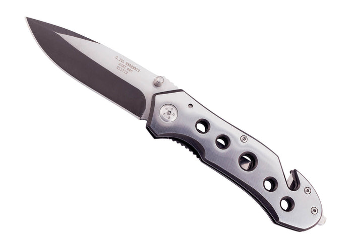 Couteau pliant de secours Herbertz 211712 tout inox manche ajouré 11,8cm