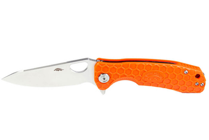 Couteau pliant EDC Honey Badger Leaf Large 01HO045 manche nylon / fibres de verre orange 11,7cm