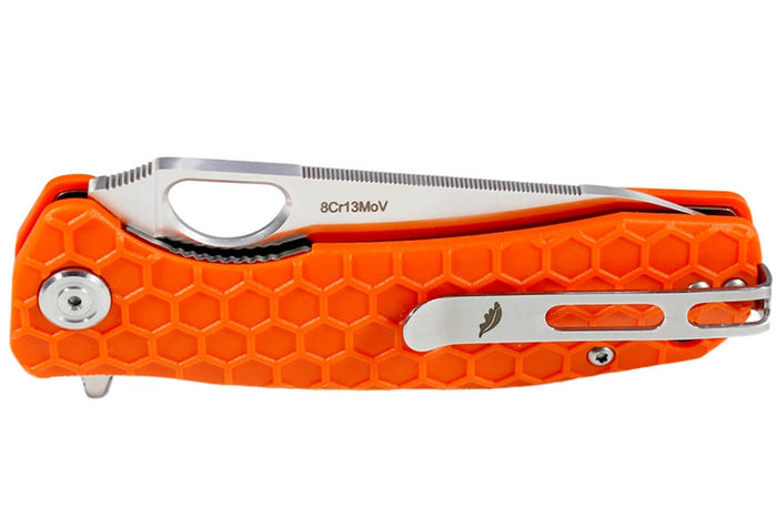 Couteau pliant EDC Honey Badger Leaf Large 01HO045 manche nylon / fibres de verre orange 11,7cm