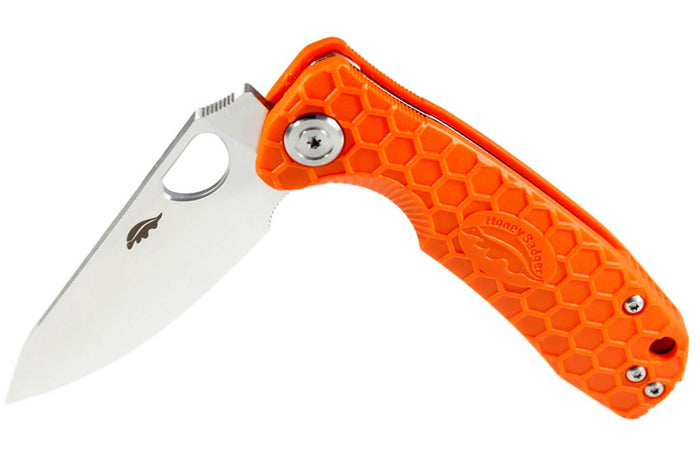 Couteau pliant EDC Honey Badger Leaf Large 01HO045 manche nylon / fibres de verre orange 11,7cm