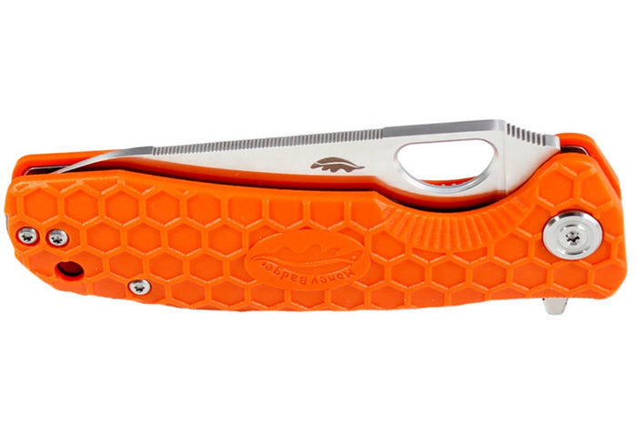 Couteau pliant EDC Honey Badger Leaf Large 01HO045 manche nylon / fibres de verre orange 11,7cm