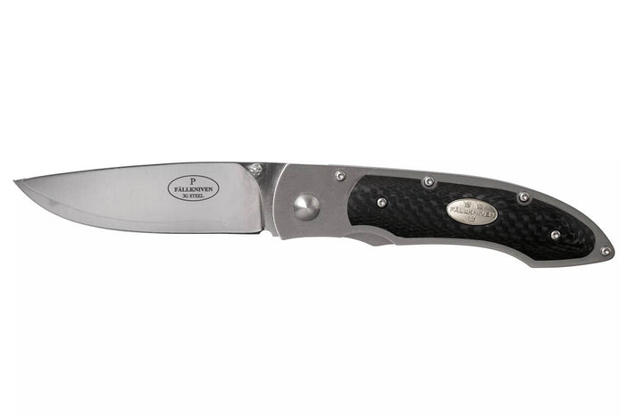 Couteau pliant Fallkniven P3G manche fibre de carbone noir 10,3cm + étui Cordura