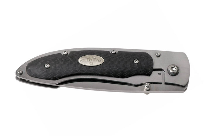 Couteau pliant Fallkniven P3G manche fibre de carbone noir 10,3cm + étui Cordura
