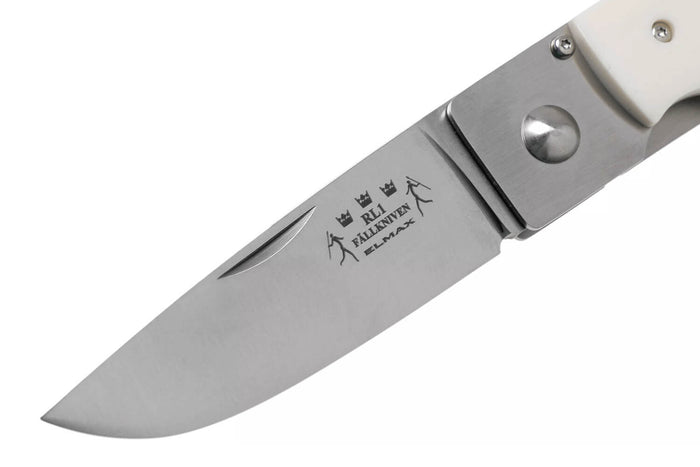 Couteau pliant Fallkniven RL1EY manche Elforyn imitation ivoire 9,5cm + étui en daim