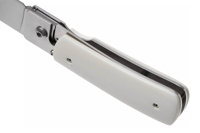 Couteau pliant Fallkniven RL1EY manche Elforyn imitation ivoire 9,5cm + étui en daim