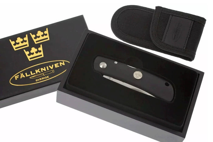 Couteau pliant Fallkniven TK4 Tre Kronor manche grilon noir 9,5cm + étui Cordura