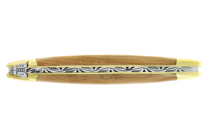 Couteau pliant Forge de Laguiole manche en bois de genévrier 11cm mitres en laiton