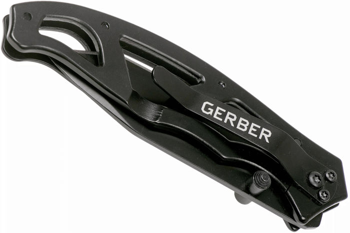 Couteau pliant Gerber Paraframe I Tanto GE003628 manche squelette en acier inox noir 10,5cm