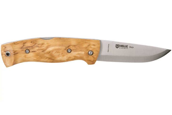 Couteau pliant Helle Bleja H625 manche en bois de bouleau 11,7cm + gaine en cuir