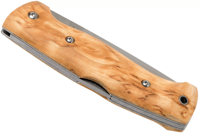Couteau pliant Helle Bleja H625 manche en bois de bouleau 11,7cm + gaine en cuir
