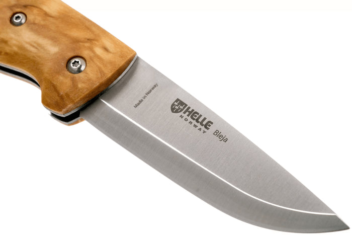 Couteau pliant Helle Bleja H625 manche en bois de bouleau 11,7cm + gaine en cuir