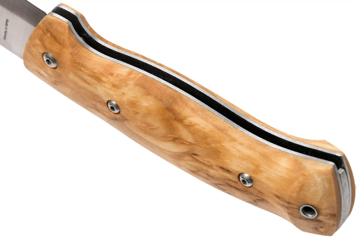 Couteau pliant Helle Bleja H625 manche en bois de bouleau 11,7cm + gaine en cuir