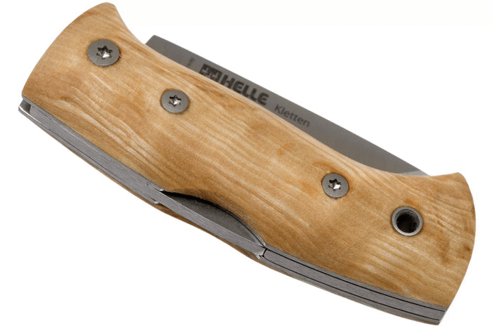 Couteau pliant Helle Kletten H662 manche en bois de bouleau frisé 8cm