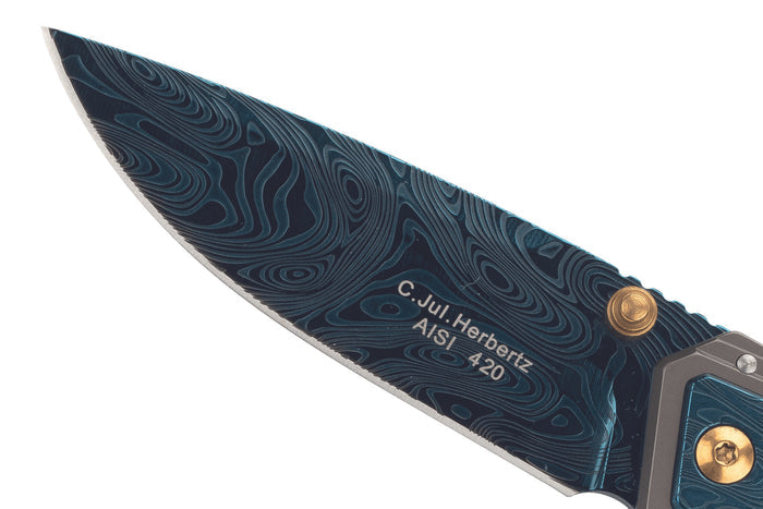Couteau pliant Herbertz 533912 manche en acier inox finition damassée 11,3cm