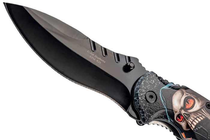 Couteau pliant Herbertz 595012 manche cranté en aluminium motif la grande faucheuse 12cm