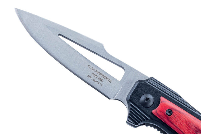 Couteau pliant Herbertz 596411 manche cranté à l'index en aluminium et pakkawood 11cm
