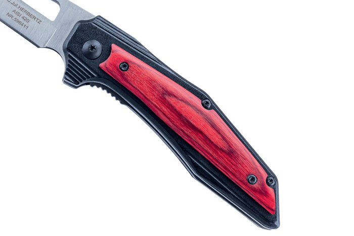 Couteau pliant Herbertz 596411 manche cranté à l'index en aluminium et pakkawood 11cm