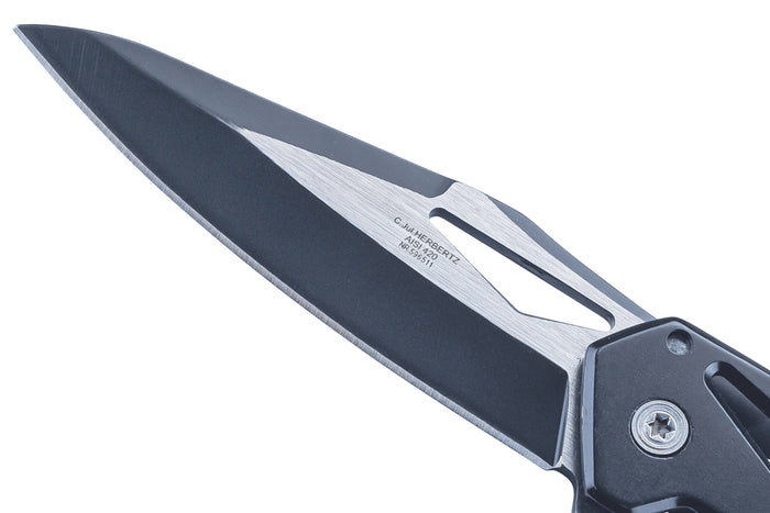 Couteau pliant Herbertz 596511 manche squelette en acier inoxydable noir 11cm