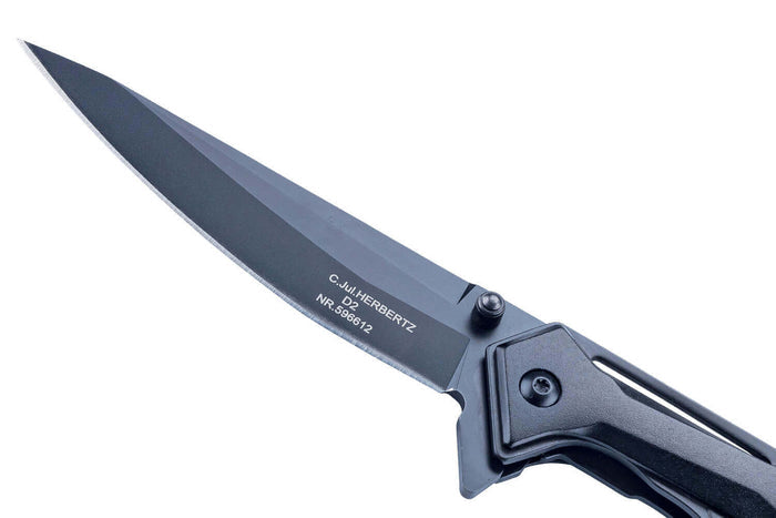 Couteau pliant Herbertz 596612 manche squelette en aluminium noir 12,1cm