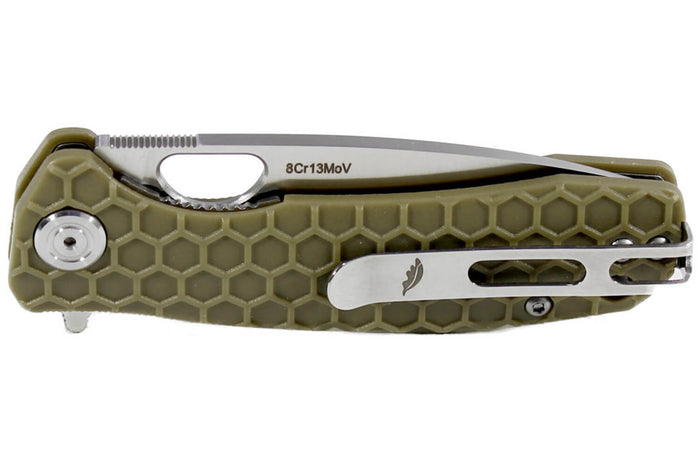 Couteau pliant Honey Badger Flipper Small 01HO010 manche nylon / fibres de verre vert kaki 9,4cm