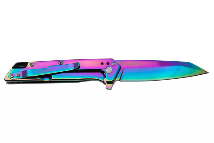 Couteau pliant Kershaw Misdirect KS.1365RBW manche en acier inoxydable rainbow 10,1cm