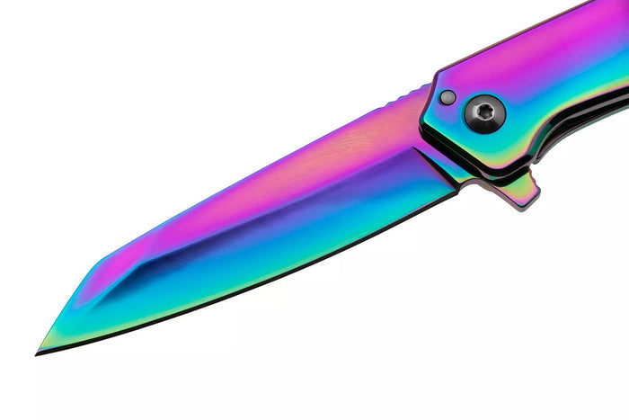 Couteau pliant Kershaw Misdirect KS.1365RBW manche en acier inoxydable rainbow 10,1cm