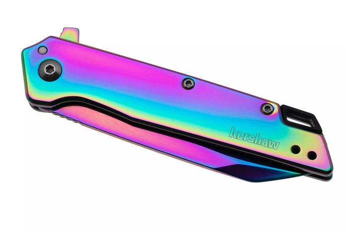 Couteau pliant Kershaw Misdirect KS.1365RBW manche en acier inoxydable rainbow 10,1cm
