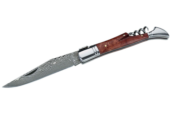 Couteau pliant Laguiole Herbertz 231712 lame damassée manche bois de cognassier 12cm + tire-bouchon