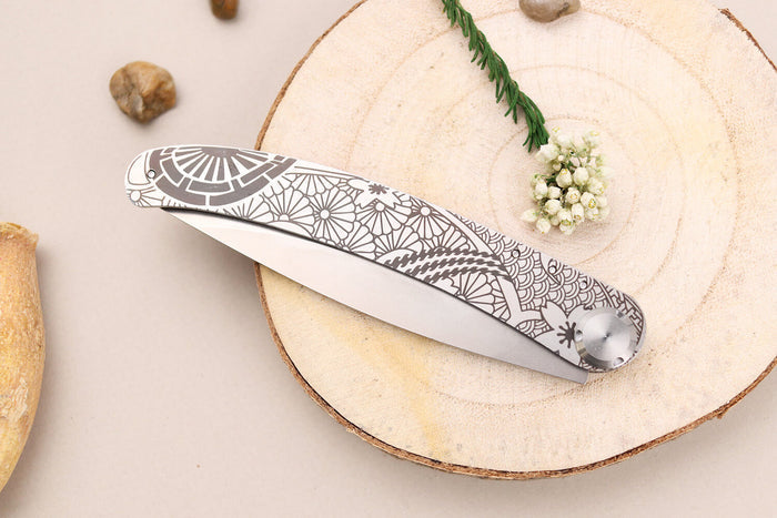 Couteau pliant Le Coq Français Tokyo Red Heart artisanal manche bois rouge 11,5cm + étui