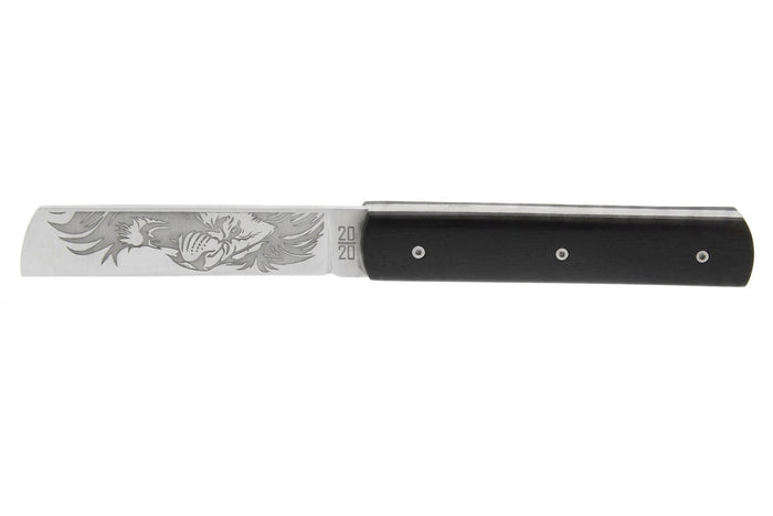 Couteau pliant Le Fidèle 20/20 en ébène 10,8cm lame décor lion