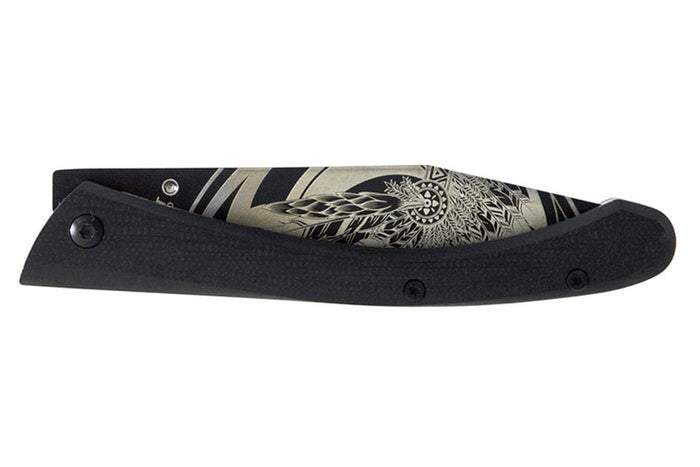 Couteau pliant LUG C63LTB2LG Aigle noir manche en G10 et acier noir 12cm avec clip
