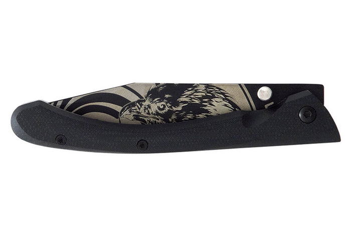 Couteau pliant LUG C63LTB2LG Aigle noir manche en G10 et acier noir 12cm avec clip
