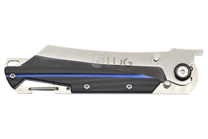 Couteau pliant LUG Higo LUSP3SHBLB manche en acier et G10 noir et bleu 11cm