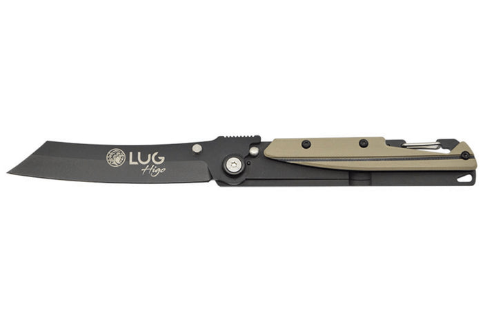 Couteau pliant LUG Higo Titanium LUSP3THBD manche en acier et G10 désert et noir 11cm