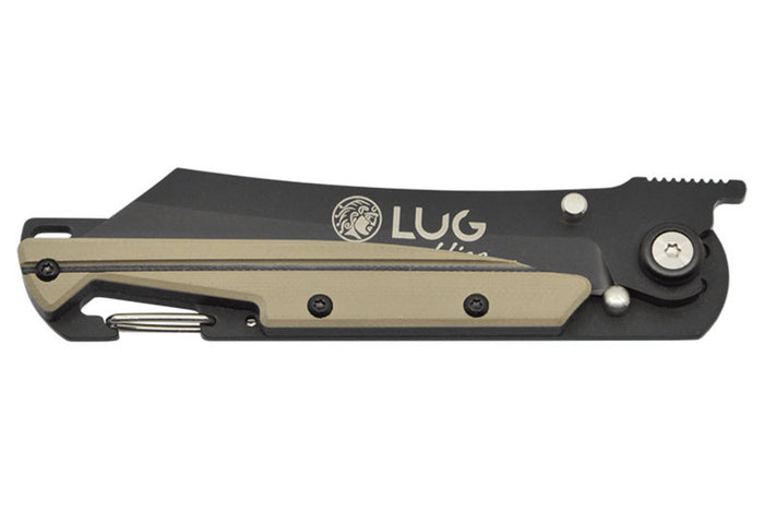 Couteau pliant LUG Higo Titanium LUSP3THBD manche en acier et G10 désert et noir 11cm
