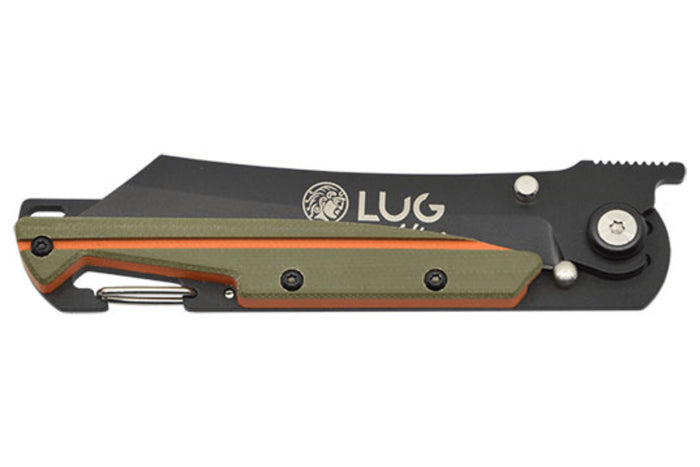 Couteau pliant LUG Higo Titanium LUSP3THOK manche en acier et G10 Kaki et orange 11cm