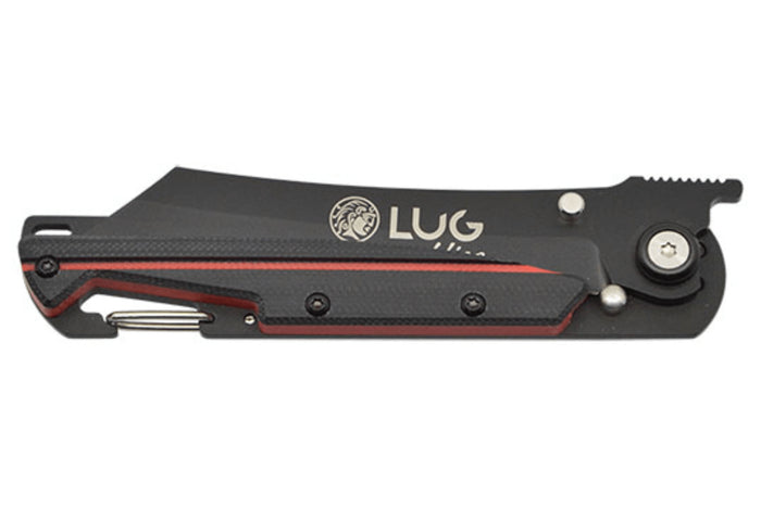 Couteau pliant LUG Higo Titanium LUSP3THRB manche en acier et G10 noir et rouge 11cm