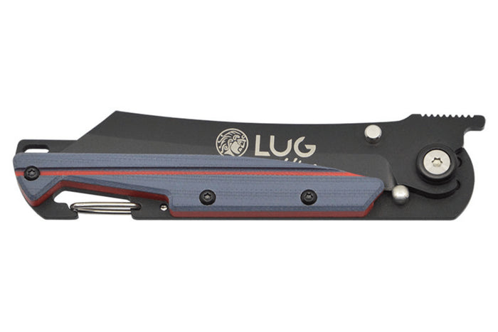 Couteau pliant LUG Higo Titanium LUSP3THRG manche en acier et G10 gris et rouge 11cm