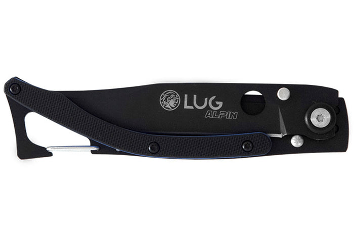 Couteau pliant Lug SP1TBB noir mat et bleu black titanium 11cm avec clip