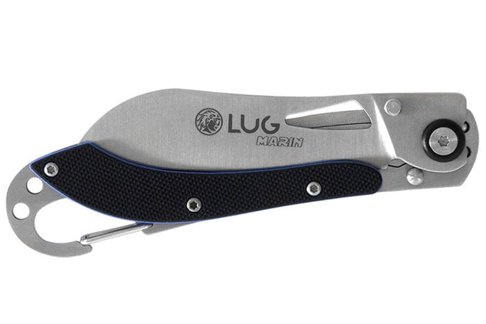 Couteau pliant LUG SP2SBB noir et bleu manche en G10 et acier 11,6cm avec mousqueton
