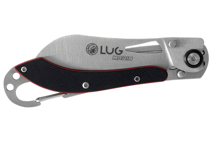Couteau pliant LUG SP2SRB noir et rouge manche en G10 et acier 11,6cm avec mousqueton