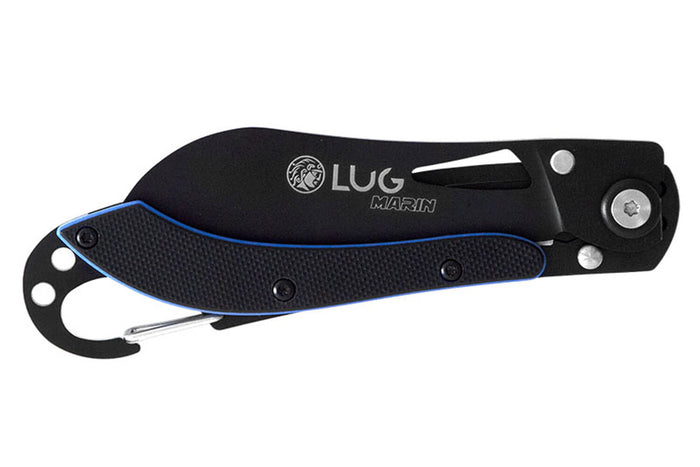 Couteau pliant LUG SP2TBB noir et bleu manche en G10 et acier 11,6cm avec mousqueton