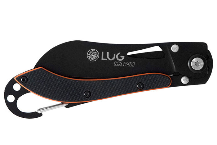Couteau pliant LUG SP2TOB noir et orange manche G10 et acier 11,6cm avec mousqueton