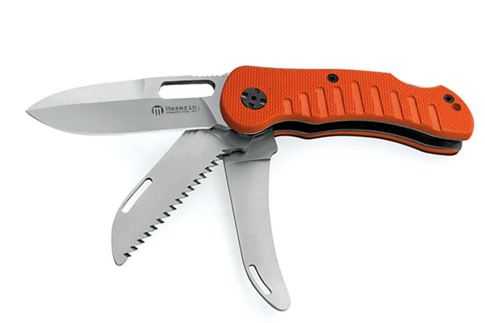 Couteau pliant Maserin Jager 3P 131 3 lames manche G10 orange 12cm