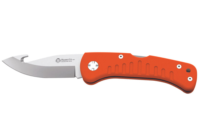Couteau pliant Maserin Skinner 763 lame crochet guthook manche G10 orange 12,5cm