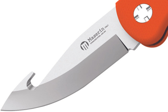 Couteau pliant Maserin Skinner 763 lame crochet guthook manche G10 orange 12,5cm